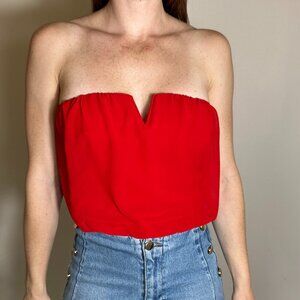 Guess Strapless Red Bustier Top Size Small